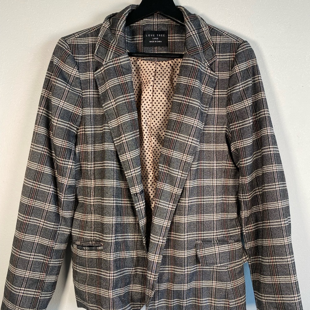 Women Plaid Blazer